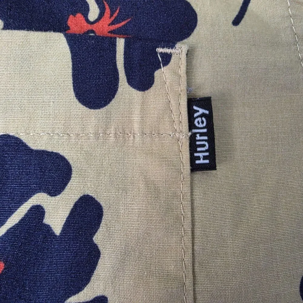 Hurley Hawaiian Floral vacation Cotton pocket Button-Up Shirt Short Sleeve XL - Picture 3 of 12